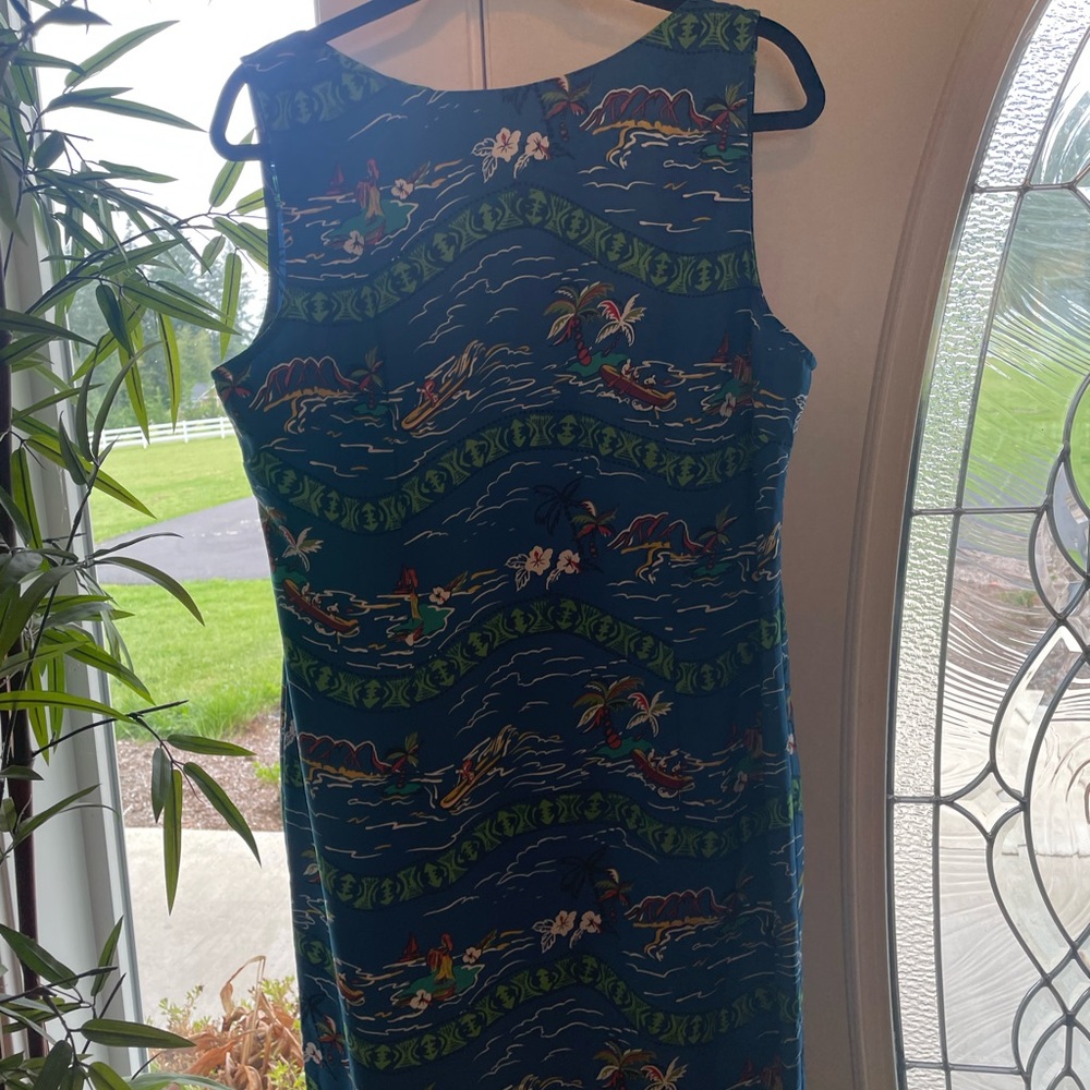 Sag Harbor Blue Tropical Print Dress